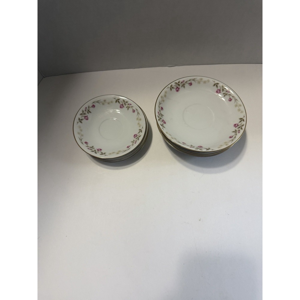 Violet China Tea Rose Saucers Set of 10 Pink Floral Gold Trim Japan Vintage